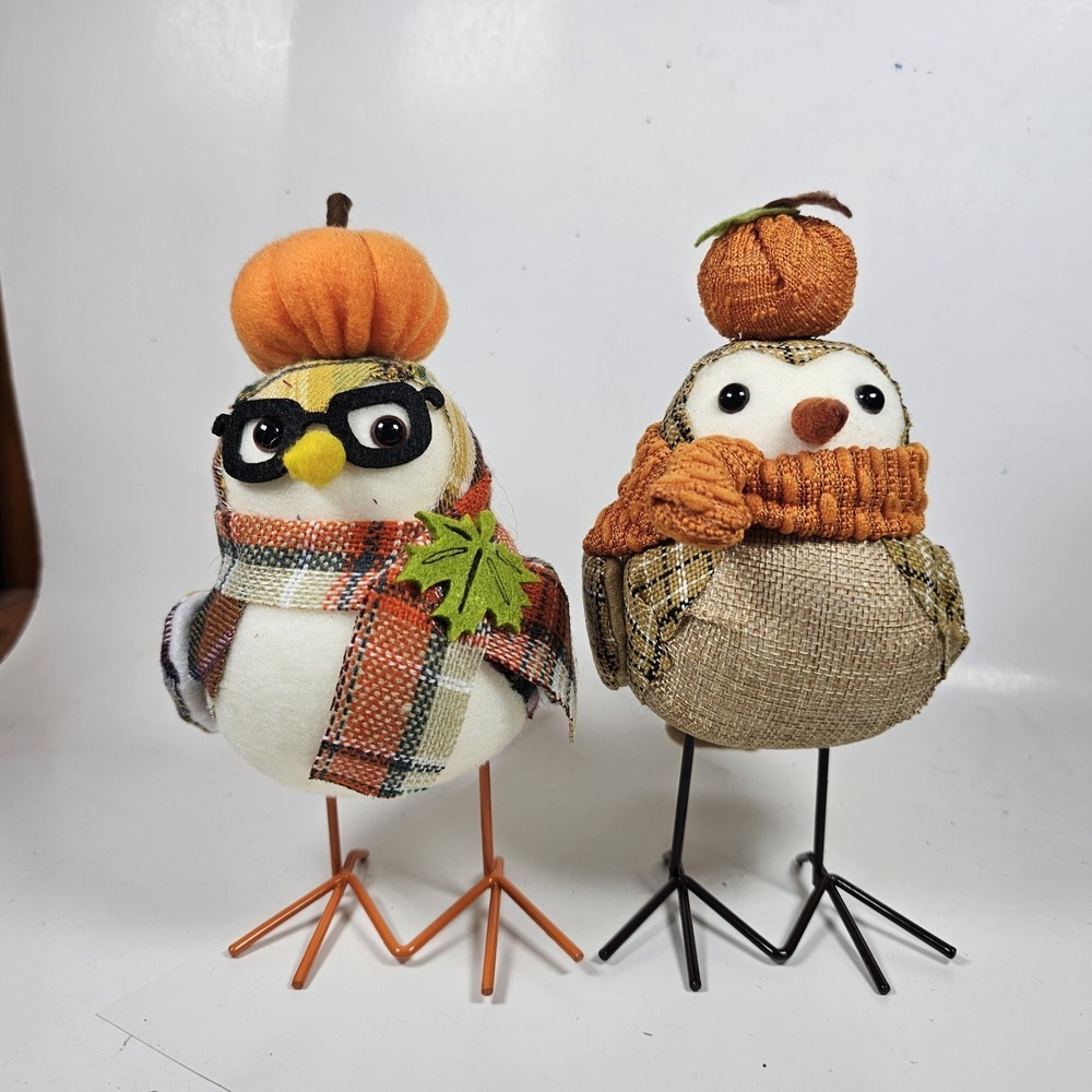 Set Of 2 Decorative Fall Fabric‎ Birds 7" Target & Walmart Way To Celebrate